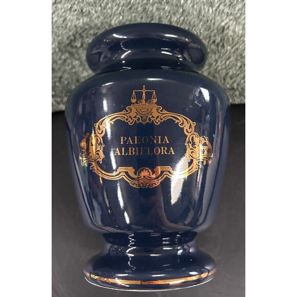 Apothecary Jar Dark Blue and Gold Eli Lilly Numbered Vintage - Picture 7 of 8